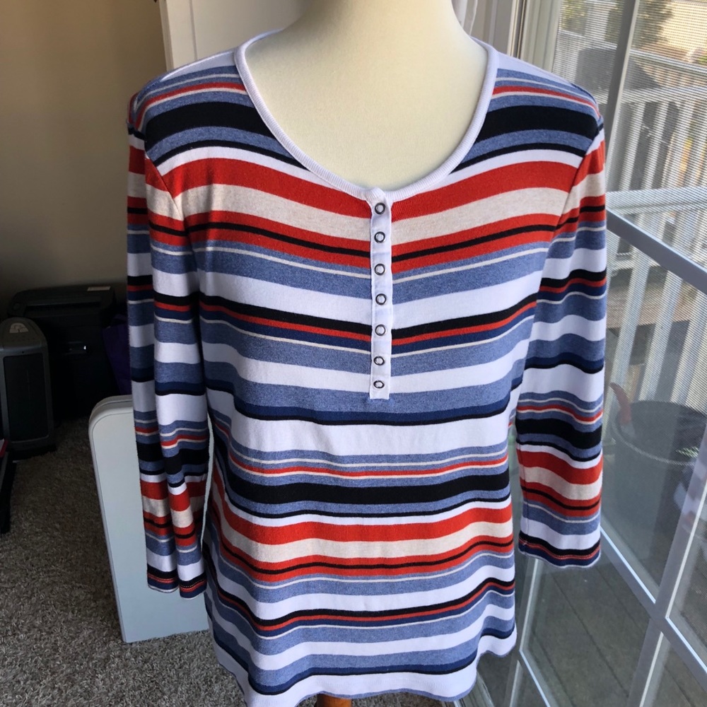 Croft & Borrow Striped 3/4 Sleeve Tee